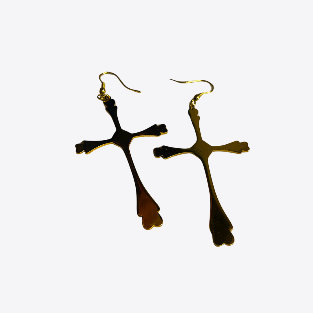 Aretes cruz dorados