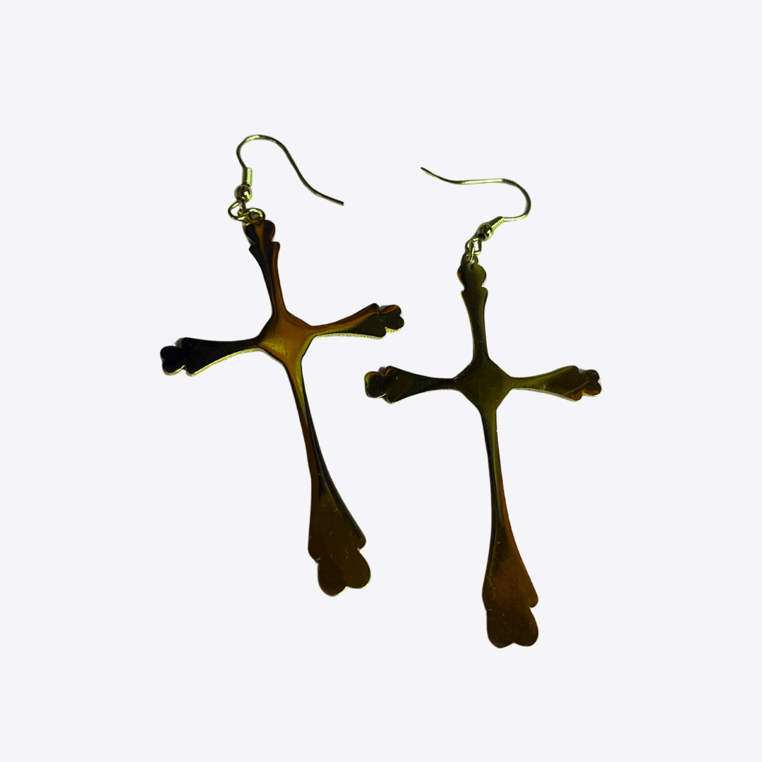 Aretes cruz dorados