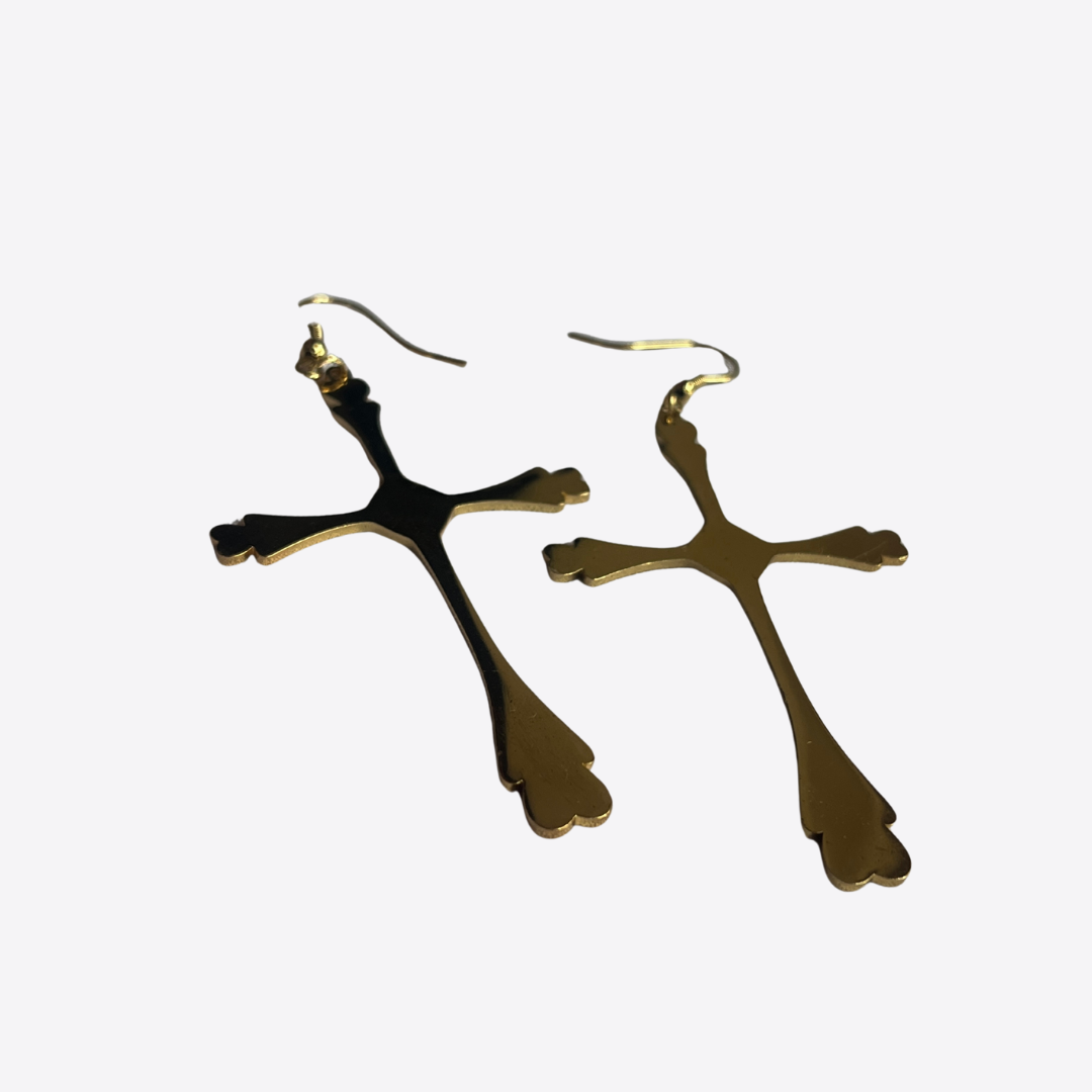 Aretes cruz dorados