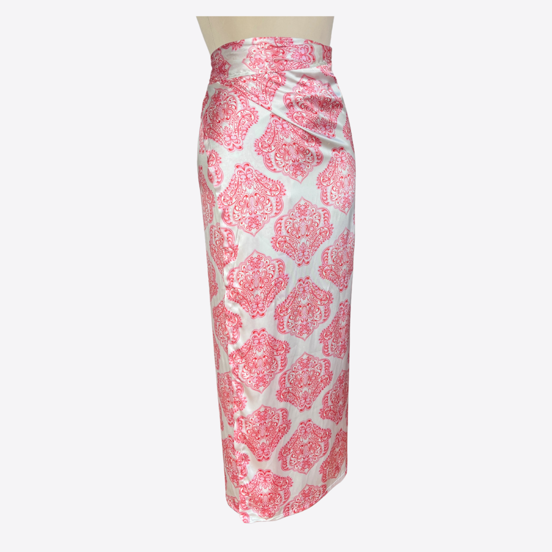 Falda Wrap rosa seda
