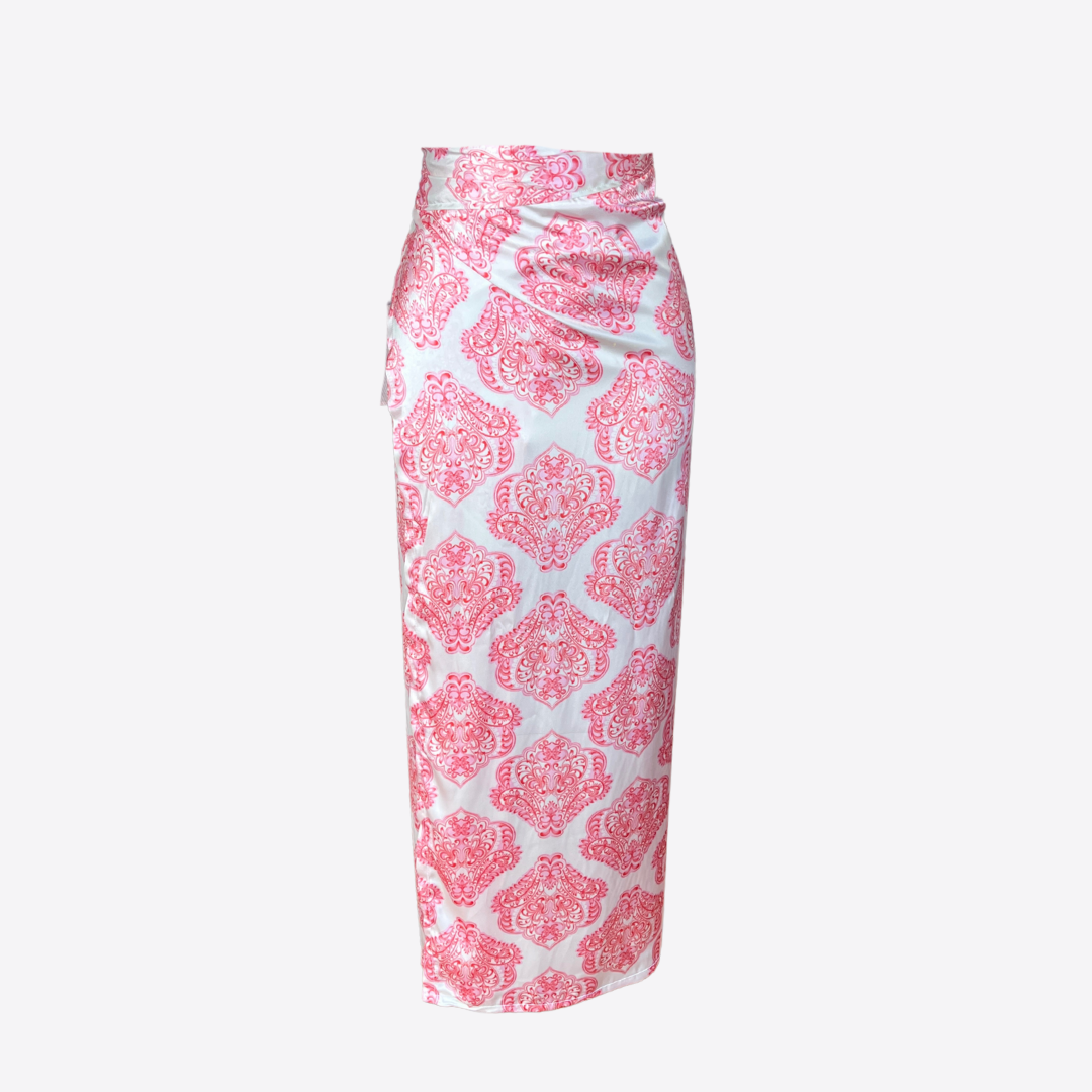 Falda Wrap rosa seda