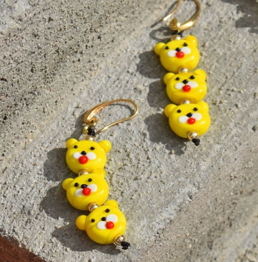 Aretes ART osos murano amarillo